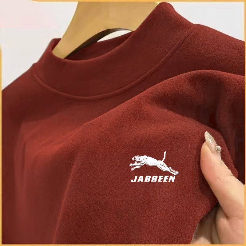 Autumn and Winter German Velvet Men's Long-Sleeved T-Shirt Warm Trendyy Versatile Half Turtleneck 1/2