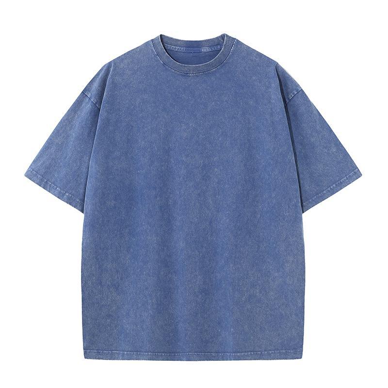 Oversizes Men's and Women's Pure Cotton American Retro Washed T-Shirts Short-Sleeved Loose Tops European Size