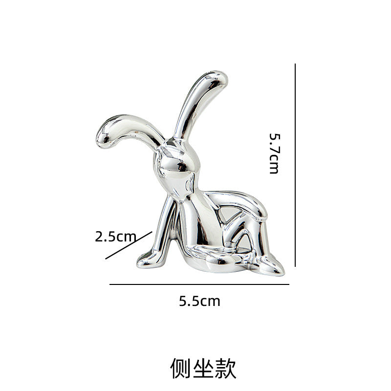 Long-Eared Rabbit Small Sitting Ornaments Accessible Luxury High-End Soft Decoration High-End Home Living Room Tv Cabinet Wine Cabinet Decorations