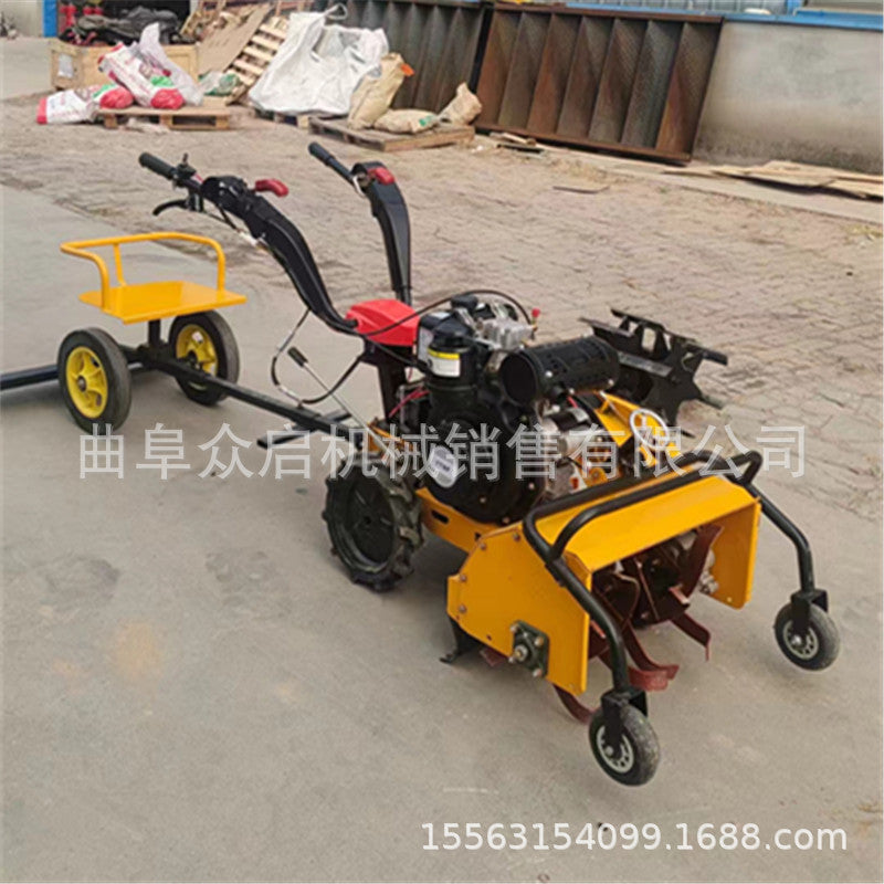 Diesel four-wheel drive micro-tiller gasoline multi-function tiller new small agricultural loose soil ditching high horsepower weeding