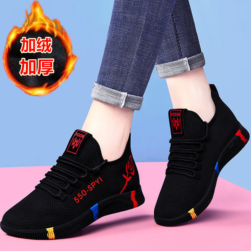 A generation of spring and autumn canvas shoes old Beijing cloth shoes women's soft bottom sneakers breathable casual shoes plus velvet cotton shoes