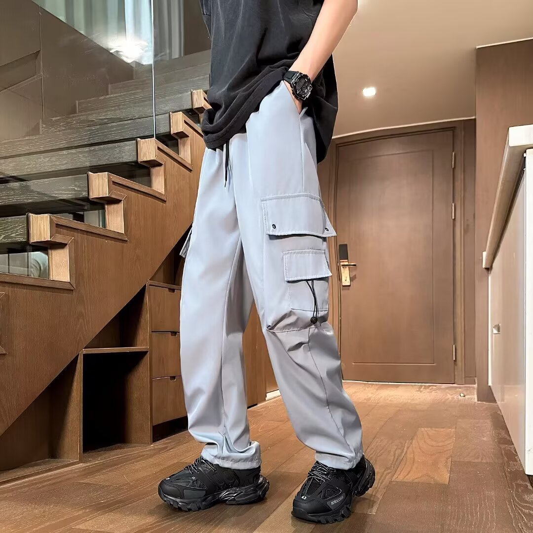 Charging Pants Men's Summer Thin Straight Cleanfit Design Overalls American High Street Waterproof Casual Pants