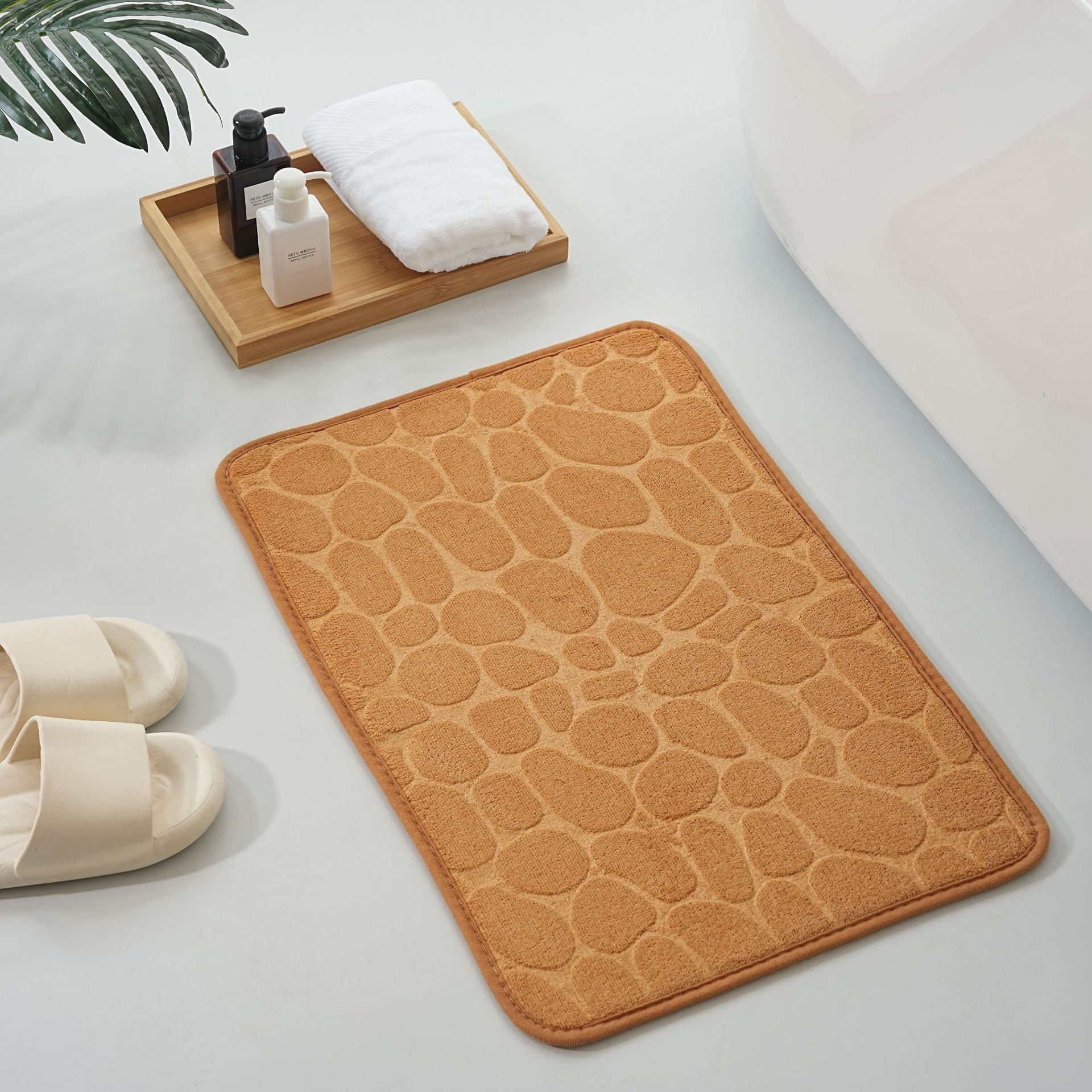 Straight Hair Coral Fleece Mat Pebbles Absorbent Door Mat Hot Selling Bathroom Embossed Foot Mat in stock