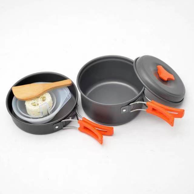 Factory wholesale DS200 set of pots for 1-2 people outdoor camping oxidized aluminum picnic Pot cookware combination