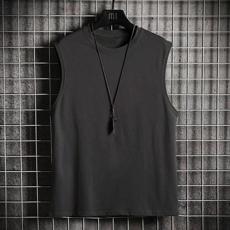 Summer Loose Sleeveless T-Shirt Men's Black Vest Trendy Brand Trendy Ins Bottoming Shirt Sports Fitness Running T-Shirt