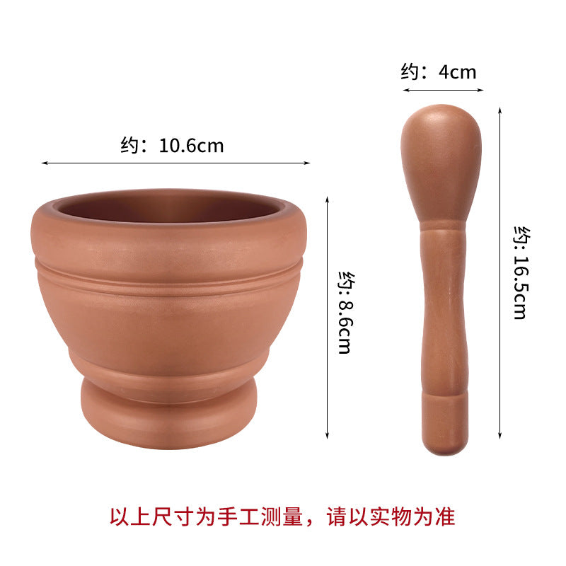Imitation Wood Garlic Press Kitchen Garlic Mortar Pepper Mortar Old-Fashioned Pestle Household Medicine Cup Garlic Masher Garlic Mortar