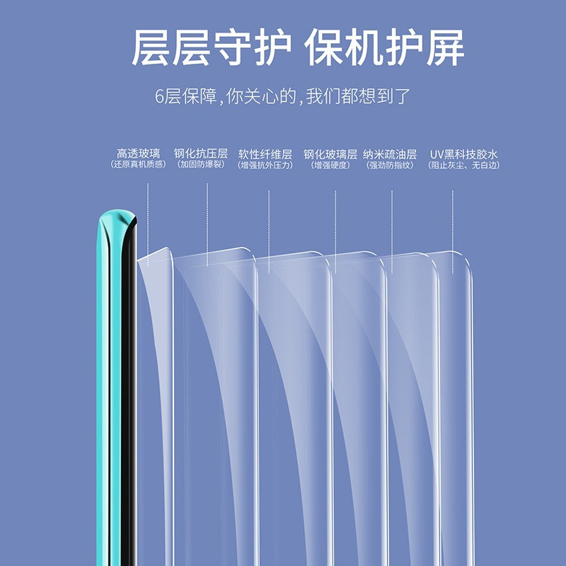 For Huawei Huawei Mate 40Pro P30 Pro Curved Surface Screen High Aluminum Anti-peeping Blu-ray Mobile Phone UV Tempered Film