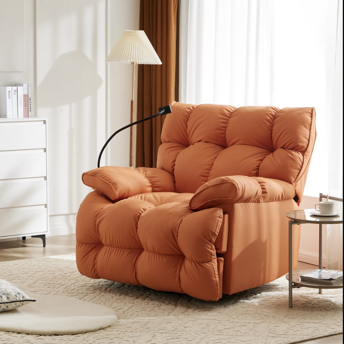 Light luxury lazy electric multifunctional sofa reclining rocking tofu block cloud massage heating rocking chair space sofa