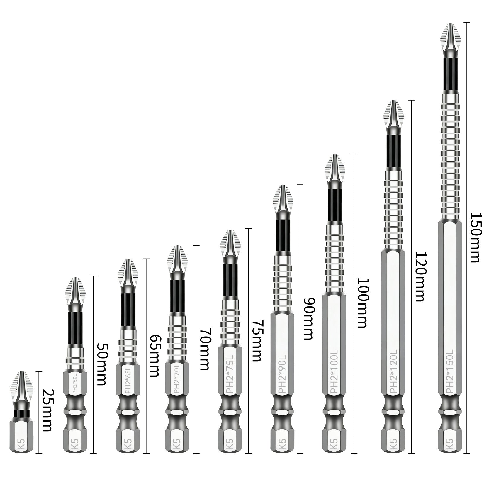 Yunbei non-slip batch head electric wind batch nozzle electric screwdriver head magnetic batch head PH2 blue leather cross batch head