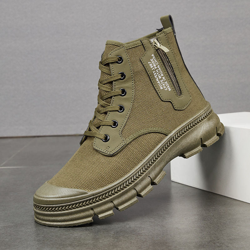 Camouflage shoes men's autumn and winter outdoor mountaineering training shoes for students military training site labor insurance men's shoes rubber shoes