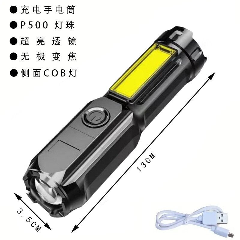 Quad-core flashlight bright LED charging 100,000 lumens burst bright high-power outdoor multi-function lighting long-range light