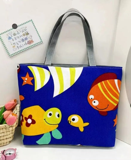 New Canvas Bag Large Capacity Shoulder Bag Women's Bag Printed Handbag Korean Style Tote Bag Literary Canvas Bag