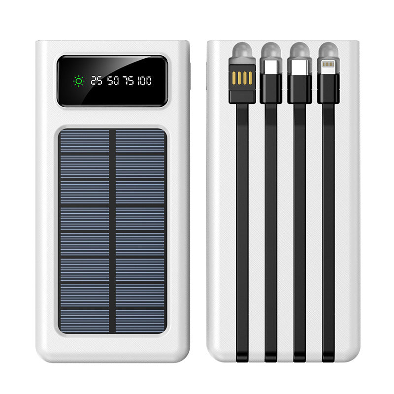 Solar Power Bank with Built-In Cable, 30,000 Mah, 20,000 Large Capacity Portable Power Bank