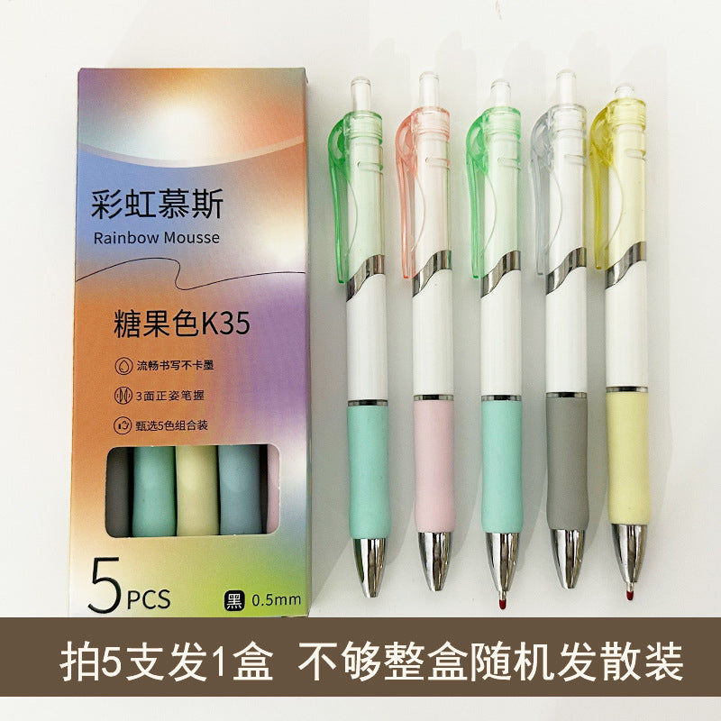Press Gel Pen K35 Carbon Pen 0.5mm Black Student Learning Ballpoint Pen Meeting Sign Pen Office Stationery