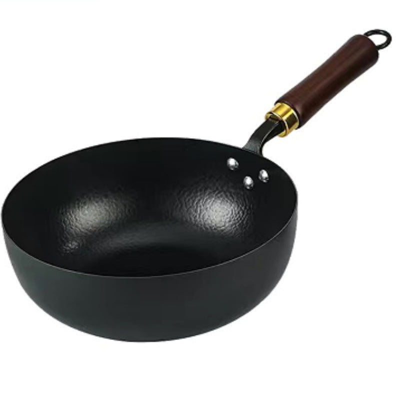 Small iron pot 20cm Japanese-style mini household uncoated flat cooking pot induction cooker suitable for small wok