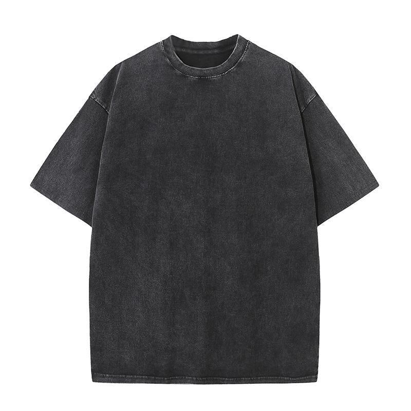 Oversizes Men's and Women's Pure Cotton American Retro Washed T-Shirts Short-Sleeved Loose Tops European Size