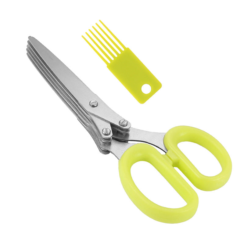 Five-layer onion scissors oblique stainless steel onion scissors paper scissors seaweed food scissors household kitchen multi-layer scissors