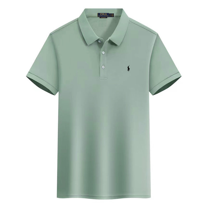 Summer Export Rlpolo Shirt Men's Short-Sleeved T-Shirt Lapel Pony Logo Embroider Casual Wear Simple and Casual