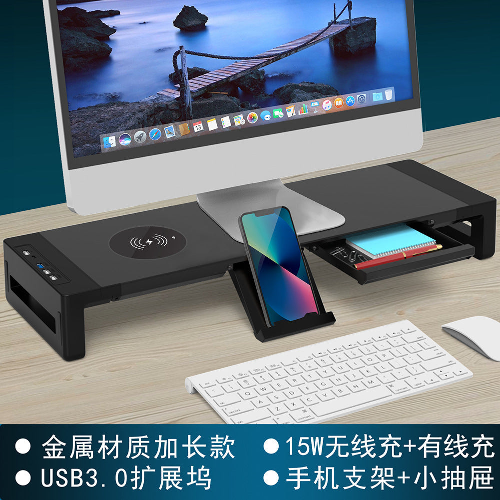 USB3.0 computer monitor heightening rack RGB memory color light multifunctional folding display stand with drawer