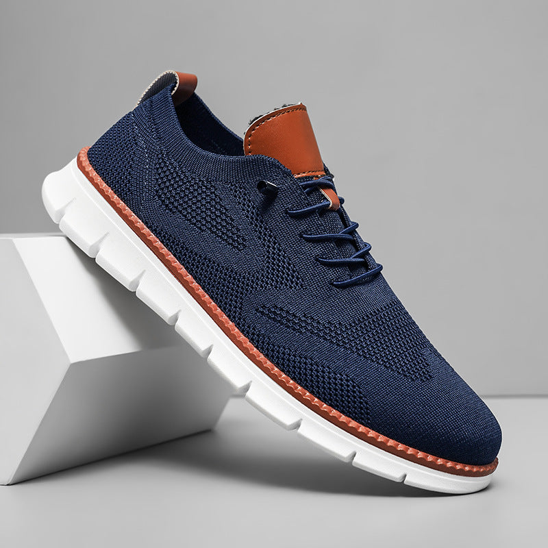 2025 British style men's shoes summer breathable sneaker fly woven mesh shoes men's