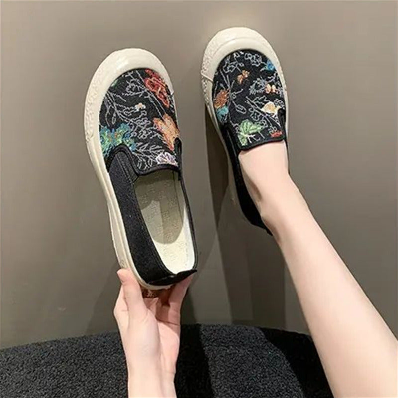 A generation of spring and autumn canvas shoes old Beijing cloth shoes women's soft bottom sneakers breathable casual shoes plus velvet cotton shoes