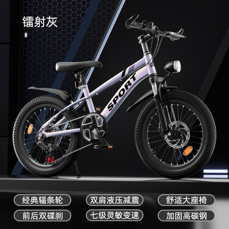 Children's Bicycles 6-10-12-16 Years Old, Boys and Girls, Medium and Large Kidsren's Double Disc Brake Variable Speed Mountain Bike Pedal Bicycle
