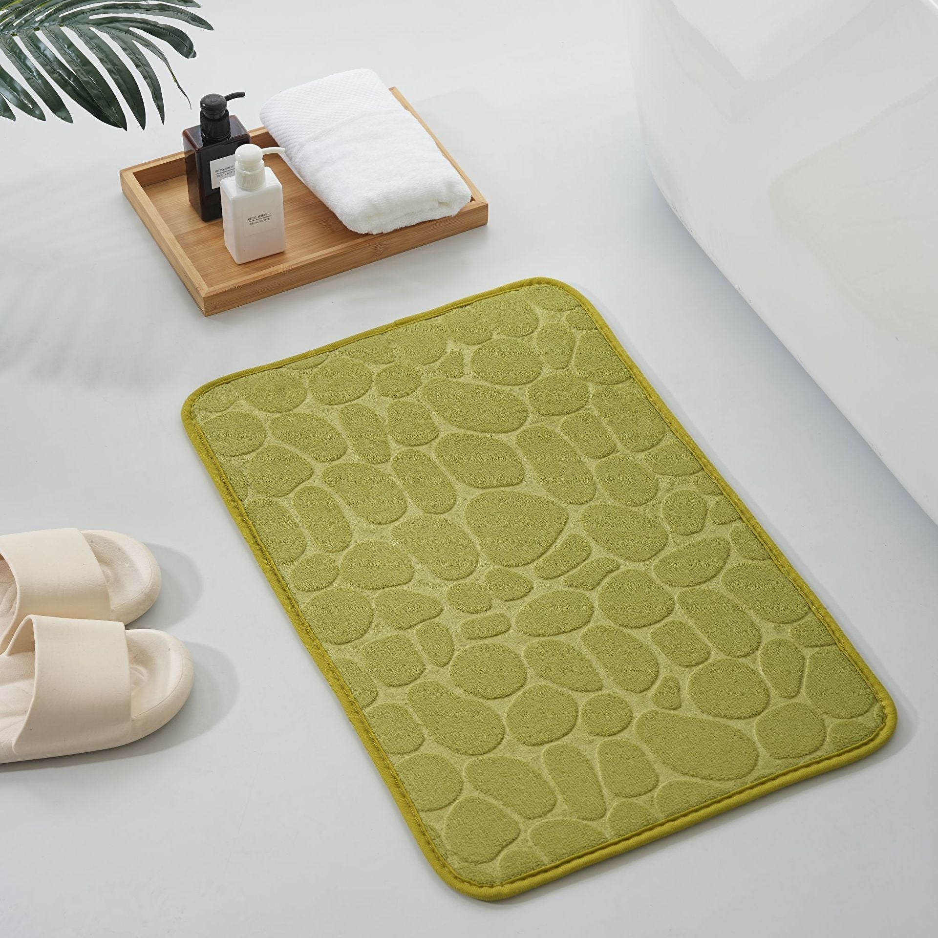 Straight Hair Coral Fleece Mat Pebbles Absorbent Door Mat Hot Selling Bathroom Embossed Foot Mat in stock