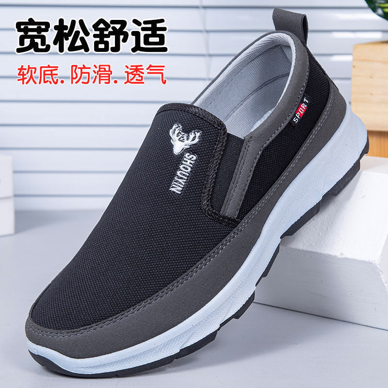 Spring old Beijing cloth shoes breathable canvas shoes men's slip-on non-slip wear-resistant work shoes tendon sole casual shoes