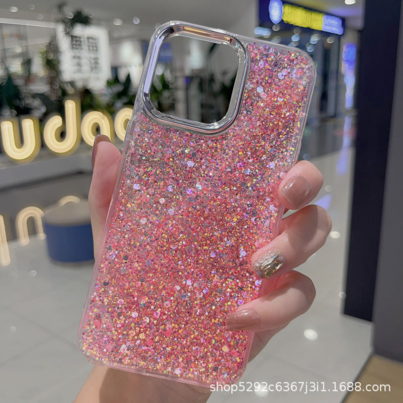Diamond Shell Glitter Case Suitable for iPhone 15 Electroplated Lens Frame Phone Case with Resin for Immediate Wealth New Year Edition