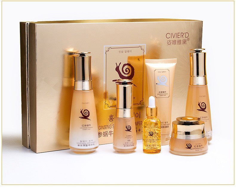 Ginseng Snail Hydrating Skin Care Product Set Women's Beauty Salon Cosmetics Set Six-Piece Set to Brighten