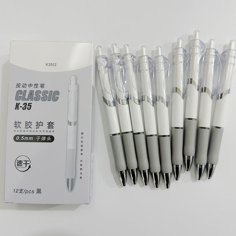 Press Gel Pen K35 Carbon Pen 0.5mm Black Student Learning Ballpoint Pen Meeting Sign Pen Office Stationery