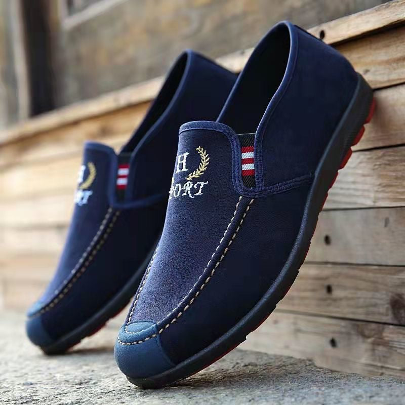 Spring old Beijing cloth shoes breathable canvas shoes men's slip-on non-slip wear-resistant work shoes tendon sole casual shoes