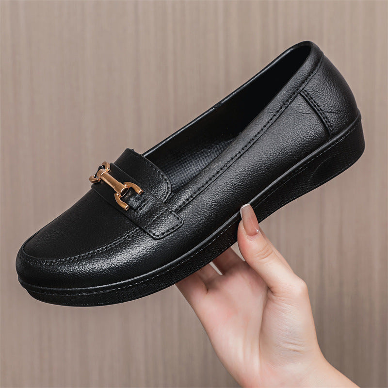 Waterproof Plastic Shoes for Women Summer 2021 New Pointed Toe Shoes British Style Loafers Black Professional Formal Work Shoes