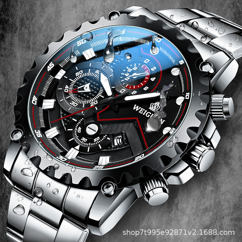 New Black Warrior Watch for Men, Fully Automatic, Non-Mechanical, Genuine, Waterproof, Luminous, Calendar,