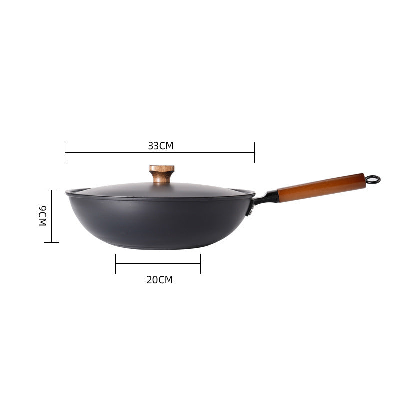 Three-Piece Gift wok flat bottom non-stick old-fashioned iron pot household soup pot steamer multi-functional breakfast frying pan wholesale