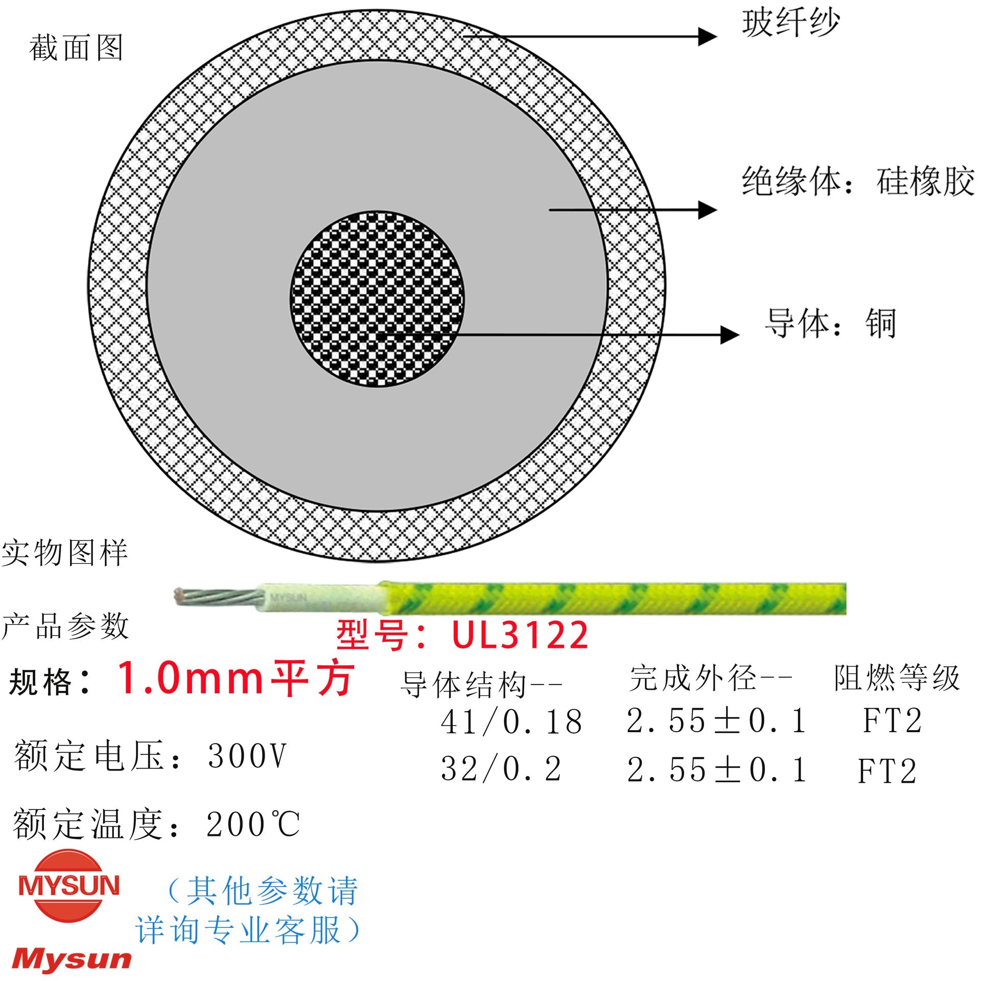 Manufacturer Ul3122 High Temperature Wire Silicone Braided Wire 16-26Awg Flame Retardant 200 Degree Digital Wire American Standard Insulating Wire