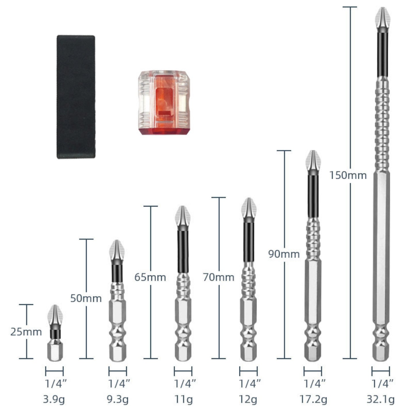 Yunbei non-slip batch head electric wind batch nozzle electric screwdriver head magnetic batch head PH2 blue leather cross batch head