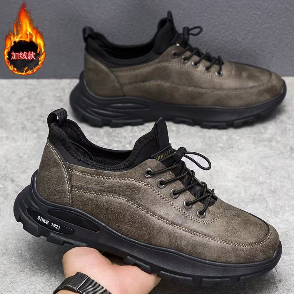 Shoes Men's Shoes Spring and Autumn Sports Shoes Trendy New Large Size Casual Leather Men's Velvet Breathable Dad Shoes Wholesale