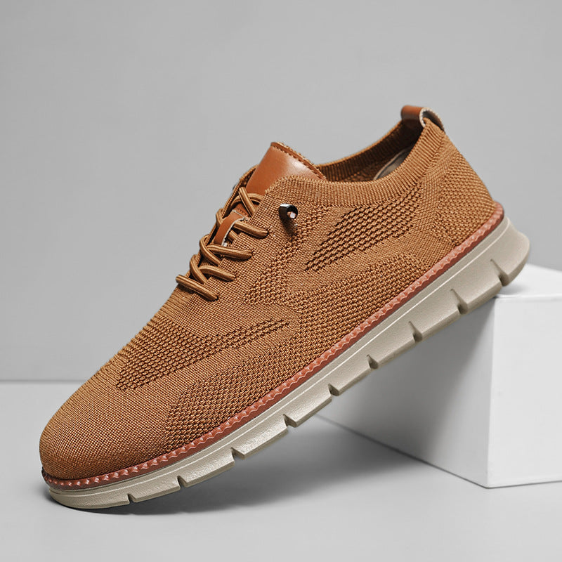 2025 British style men's shoes summer breathable sneaker fly woven mesh shoes men's