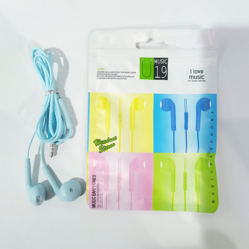 U19 U18 Wired Headphones Glossy U88 Macaron Headphones Flat Ear Heavy Bass Karaoke Call Microphone