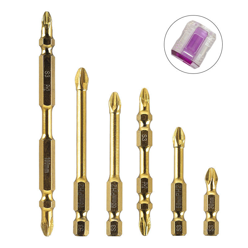 Yunbei non-slip batch head electric wind batch nozzle electric screwdriver head magnetic batch head PH2 blue leather cross batch head