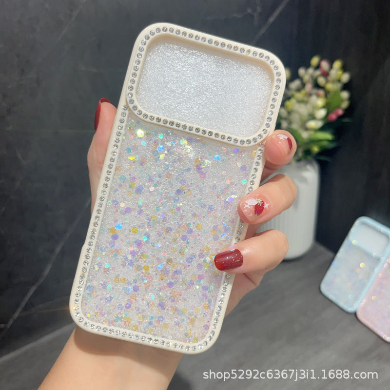 Diamond Shell Glitter Case Suitable for iPhone 15 Electroplated Lens Frame Phone Case with Resin for Immediate Wealth New Year Edition