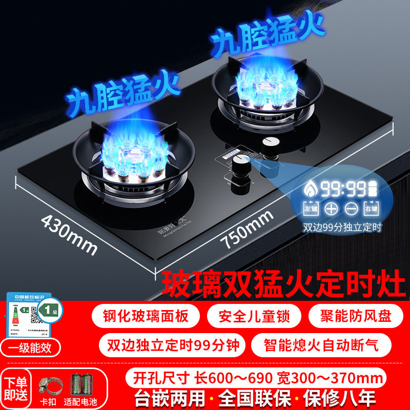 in stock household gas stove double stove liquefied gas natural gas stove gas stove fierce fire timing table embedded dual-purpose wholesale