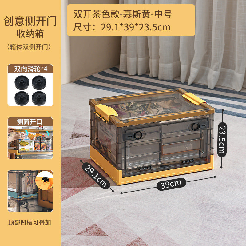 Large Plastic Folding Storage Box with Lid for Books Books Transparent Toy Pulley Tidy Box Book Box Storage Box