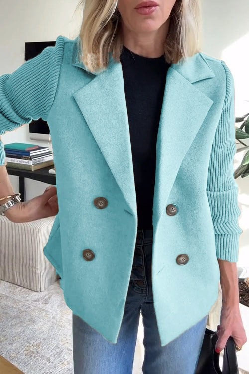 Amazon 2025 Spring New Cross-Border European and American Export Women's Fashion Elegant Woolen Splicing Jacket