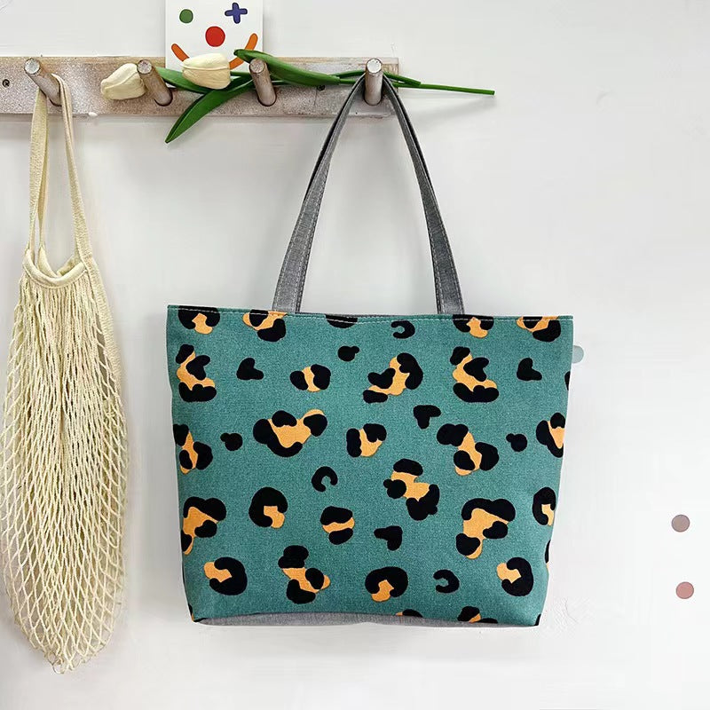 New Canvas Bag Large Capacity Shoulder Bag Women's Bag Printed Handbag Korean Style Tote Bag Literary Canvas Bag