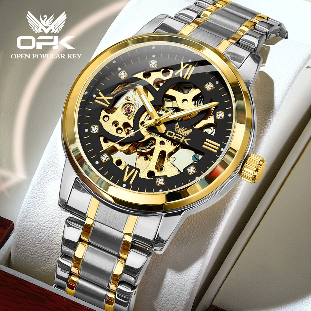OPK brand hollow men's watch luminous waterproof automatic mechanical watch new domineering foreign trade men's watch