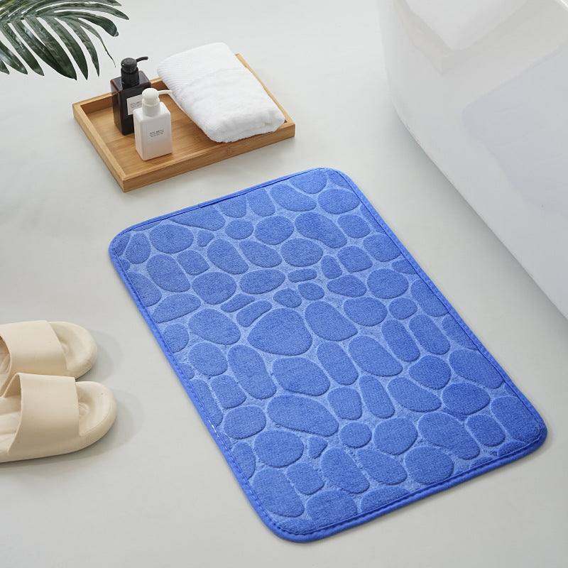 Straight Hair Coral Fleece Mat Pebbles Absorbent Door Mat Hot Selling Bathroom Embossed Foot Mat in stock