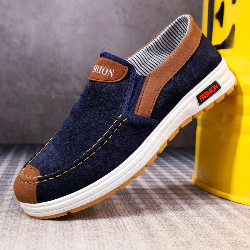 Spring old Beijing cloth shoes breathable canvas shoes men's slip-on non-slip wear-resistant work shoes tendon sole casual shoes
