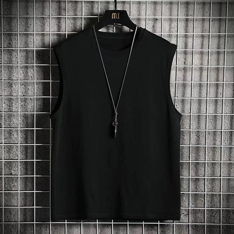 Summer Loose Sleeveless T-Shirt Men's Black Vest Trendy Brand Trendy Ins Bottoming Shirt Sports Fitness Running T-Shirt